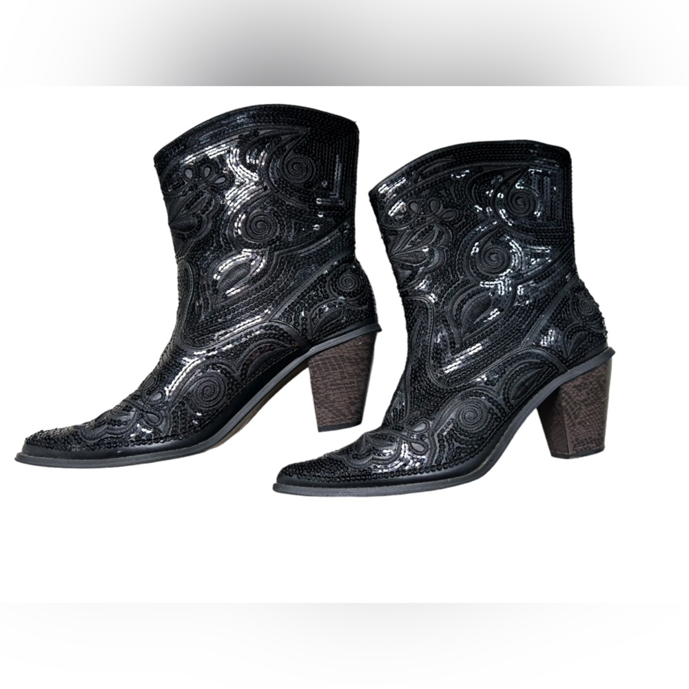 Helens Heart Short Bling & Embroidered boots Size 10 - Picture 2 of 11